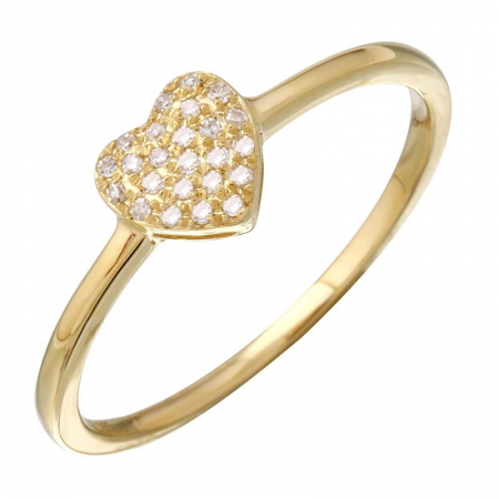 14k Yellow Gold Diamond Mini Heart Ring