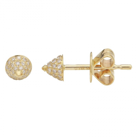 14k Yellow Gold Diamond Spike Stud Earrings