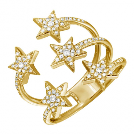 14k Yellow Gold Diamond Star KT Ring