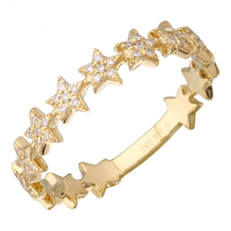 14k Yellow Gold Multi Star Diamond Ring