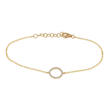 14k Yellow Gold Open Circle Diamond Bracelet