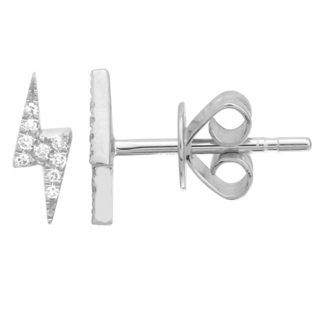 14k Gold Lightning Bolt Diamond Stud Earrings