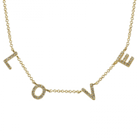 14k Yellow Gold Love Diamond Necklace