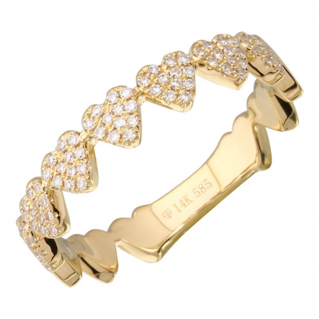 14k Yellow Gold Multi Heart Diamond Ring