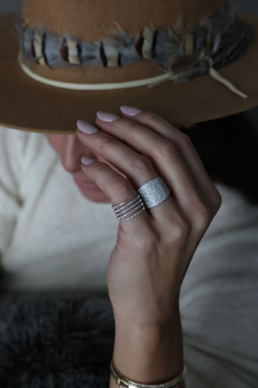 14k Gold Diamond Cigar Ring