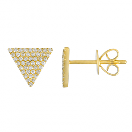 14k Gold Triangle Diamond Stud Earring