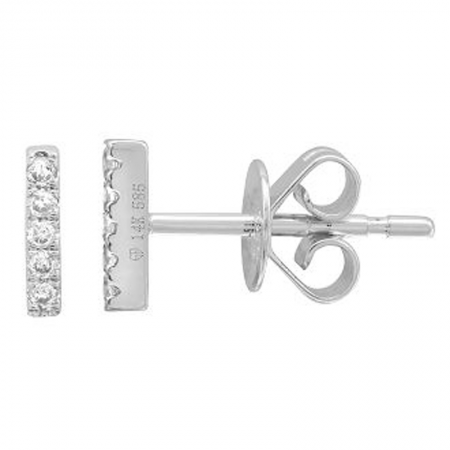 14k Gold Bar Diamond Stud Earrings