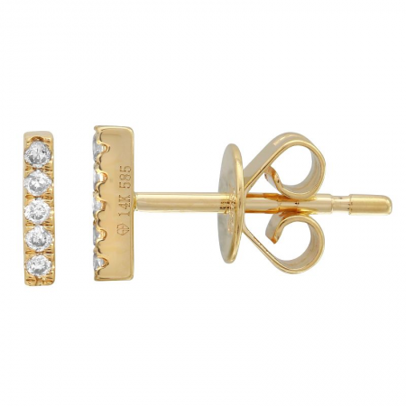 14k Gold Bar Diamond Stud Earrings