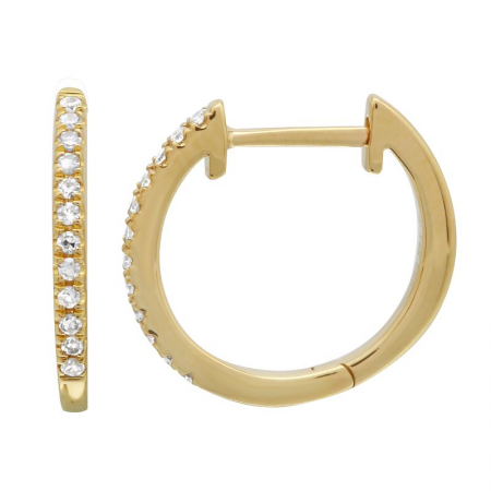 14k Gold Diamond Huggie Earrings