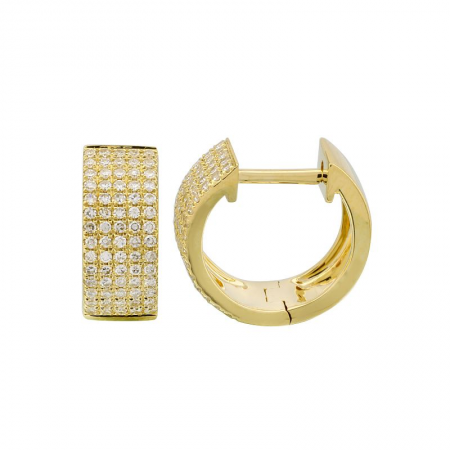 14k Gold Multi Row Diamond Huggie Earrings